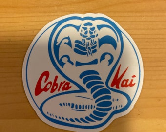 Cobra kai karate kid red white blue dojo matte vinyl sticker