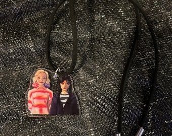 Handmade High Quality Resin Wednesday Addams Enid Sinclair goth Nevermore academy friends black Suede Cord charm aesthetic graphic Necklace