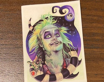 Beetlejuice Poster art Movie Glossy Decal lapstop sticker