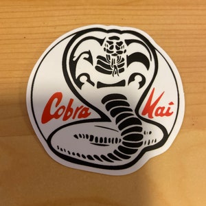 Cobra Kai Red White karate Kid snake strike first vinyl Matte Sticker logo