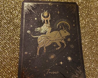 Astrology Astrological TAURUS Bull Maiden Black Gold foil Embossed paper vinyl mystical witch stars durable laptop skate sticker decal