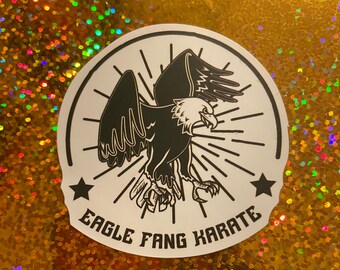 Eagle Fang Karate Flying Eagle dojo logo BW Waterproof vinyl decal small laptop bumper locker book martial arts sticker
