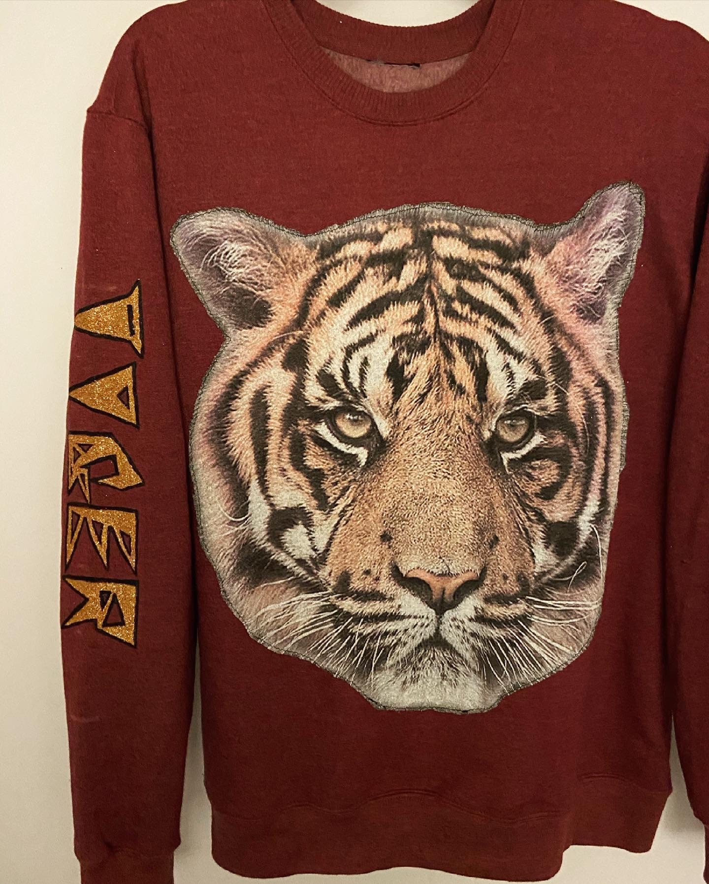 Custom Made New Maroon TIGER SPIRIT Large Head photo Sewn Hand | Etsy