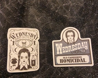 Set of 2 Wednesday Addams child of Woe series doll decal sticker laptop book vinyl