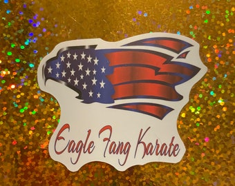 Eagle Fang Claw American flag Cobra kai karate kid dojo fist matte vinyl laptop bumper sticker decal