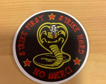 Cobra kai  karate kid stars black red no mercy matte vinyl sticker