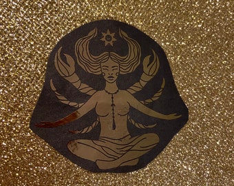 Astrology Astrological Cancerian Cancer Black Gold foil  Embossed washi paper vinyl multi surface durable mystical star laptop sticker decal