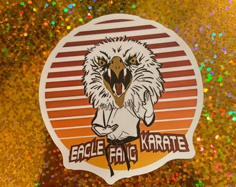 Eagle Fang Karate Cobra Kai s3 Sunset gi Mascot Logo lightweight vinyl waterproof decal laptop locker skateboard small Sticker