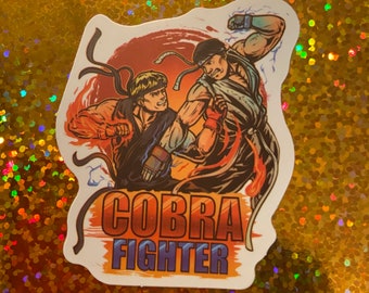 Cobra Kai Karate Kid double fighter Video Game dojo logo small waterproof lightweight vinyl decal laptop car bumper sticker