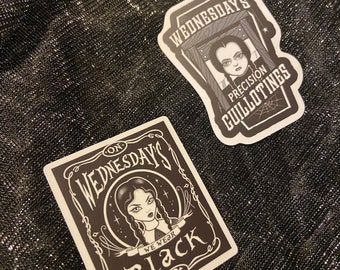 Set of 2 Wednesday Addams Maniac guillotines goth dark  black white decal sticker
