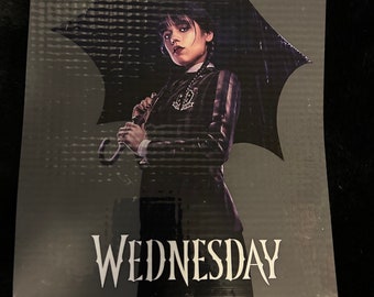 Wednesday Addams Family goth umbrella logo Heat Transfer For Clothing Iron On For T-Shirt Vinyl Thermal Decals DIY Fabric tim Burton design
