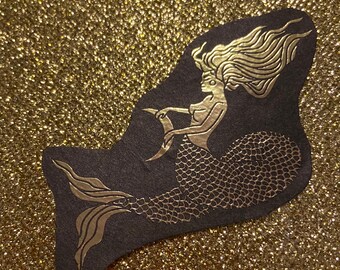 Astrology Astrological Pisces moon maiden Black Gold foil Embossed washi paper vinyl mystical stars durable laptop sticker decal