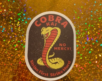 Cobra kai oval karate kid dojo fist no mercy matte vinyl laptop bumper sticker decal