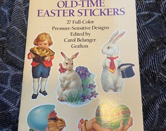 Vintage 1990 Full color 27 Old Time Easter Folk Time bunny perfect condition collectors sticker Book
