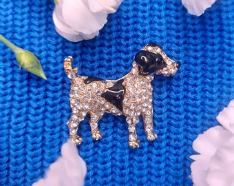 Jack Russel Brooch Enamel Pin Dog Badge Black White / Gift Idea for Dog Owners