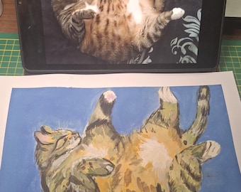 Animal portrait from photo | Dog & Cat | A4 drawing with color on paper