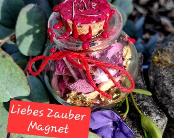 Love Spell Jar | Love spell glass for self-love and partnership | Manifesting love | Witchcraft jar with rose crystals | Spiritual