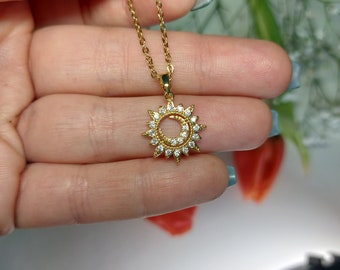 Sun and Moon Summery Stainless Steel Necklace Women