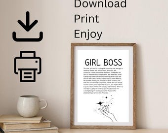 Girl Boss A4 Poster / Digital Download / Motivational Image for Women