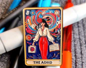Colorful pin badge ADHD enamel ADHD Tarot card