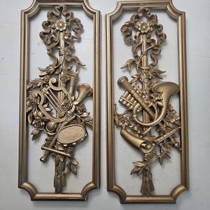 Homco musical wall plaques 70&#39;s wall decor plastic, Hollywood Regency, MCM, mid century modern