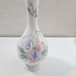 Aynsley Bud Vase, Little Sweetheart, Sweetpeas and Butterflies, Collectible English Bone China, Birthday Gift, Vintage Footed Globe Vase