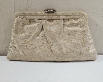 Vintage 1950's Gold Brocade Clutch Handbag