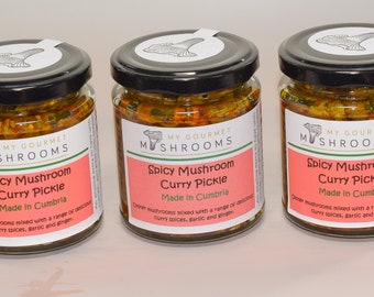 3  X  190ml Jars - Spicy Mushroom Curry Pickle - Vegan