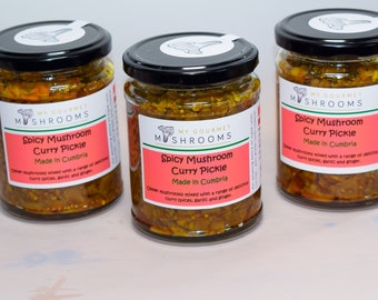3 X 300ml Jars - Spicy Mushroom Curry Pickle - Vegan Foods