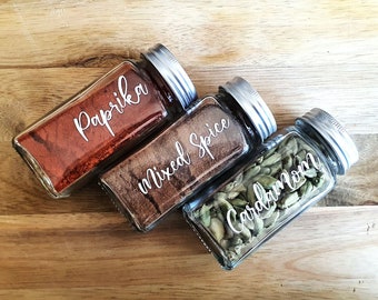 Spice Jar Labels | Herb & Spice Vinyl Label Stickers Decals (**Vinyl Only, Jars NOT included**)