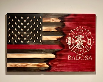 Engraved Firefighter Flag