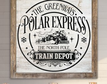 Personalized Family Polar Express Decoration Custom Christmas Sign Winter Holiday Farmhouse Rustic Wall Art Canvas Print Custom Art Sign E