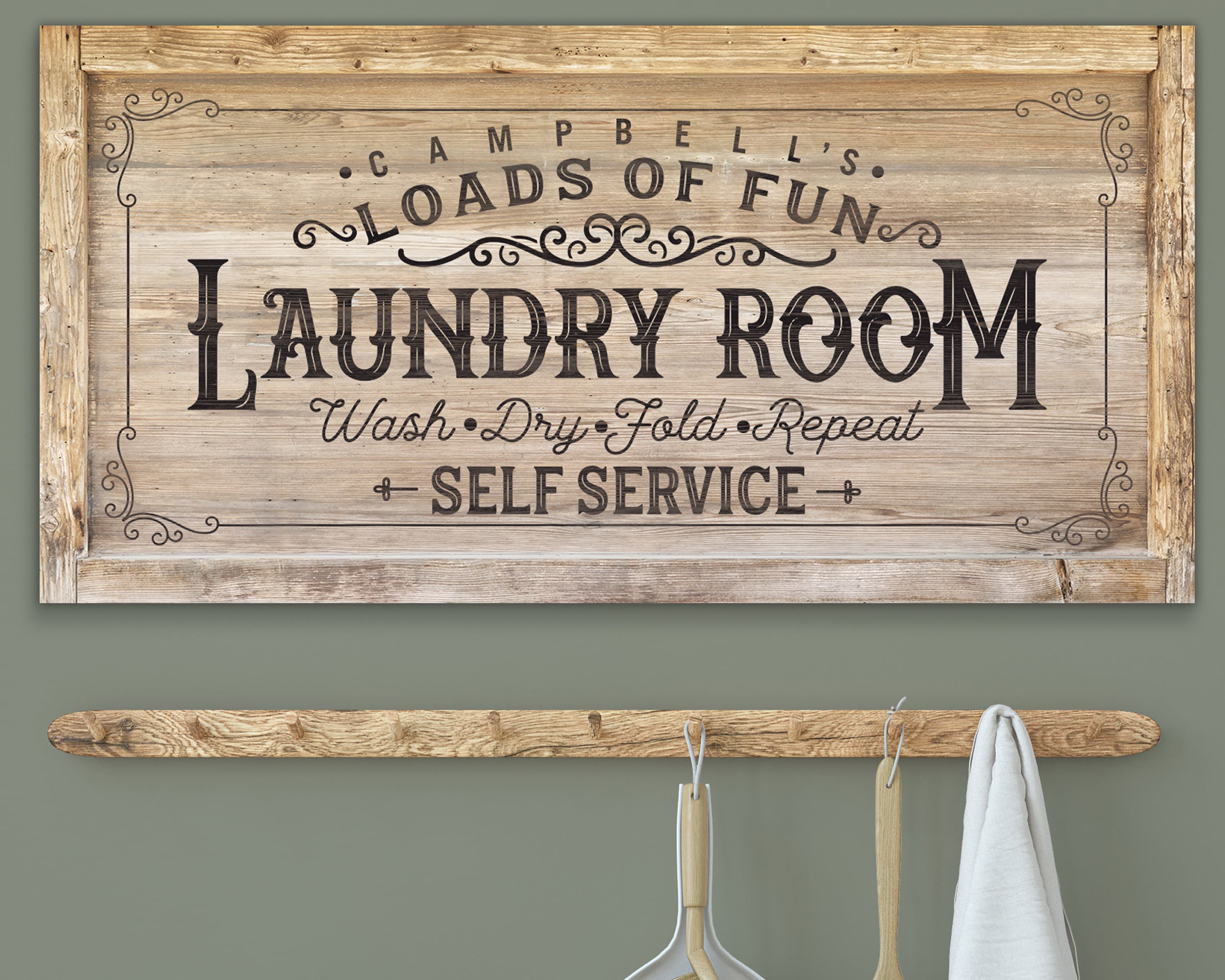 Personalized Family Laundry Room Sign Modern Farmhouse Rustic Wall ...