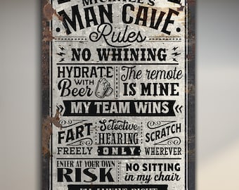 Personalized Man Cave Rustic Wall Canvas Print Decor Vintage Rustic ...