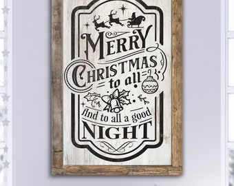 Merry Christmas to All Christmas Decoration Winter Holiday Canvas Print Farmhouse Rustic Canvas Print Wall Art Custom Family Art Sign B