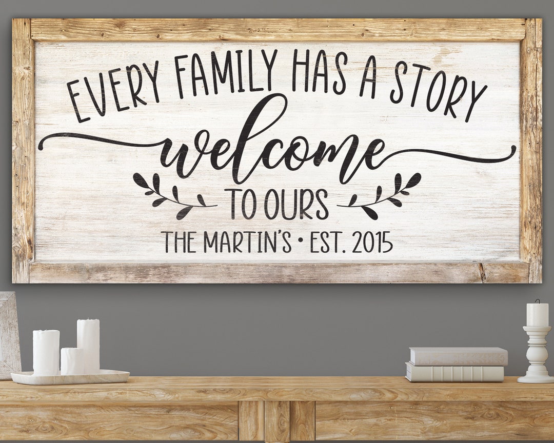 Personalized Family Name Sign Modern Farmhouse Rustic Wall Art Canvas ...