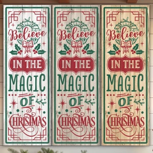 Believe in the Magic of Christmas Canvas Sign Decoration Winter Holiday Farmhouse Rustic Canvas Print Wall Art Custom Art Sign C