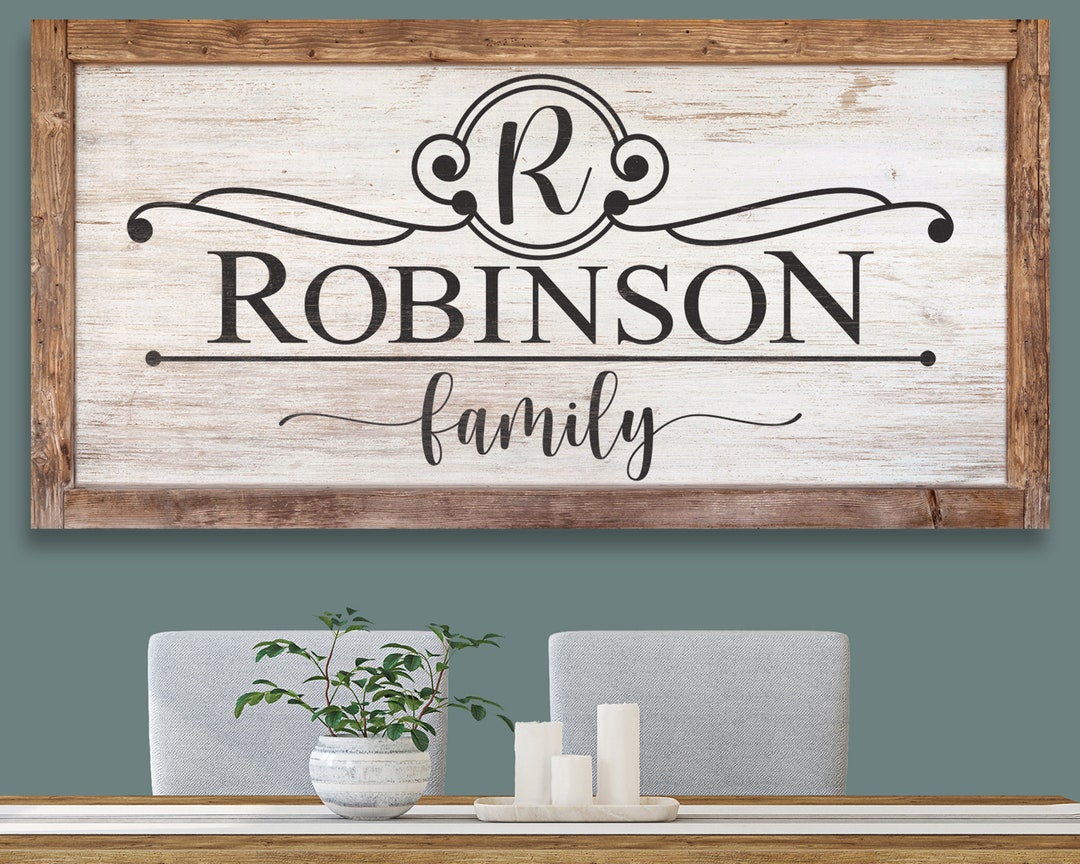 Personalized Family Name Monogram Sign Modern Farmhouse Rustic Wall ...