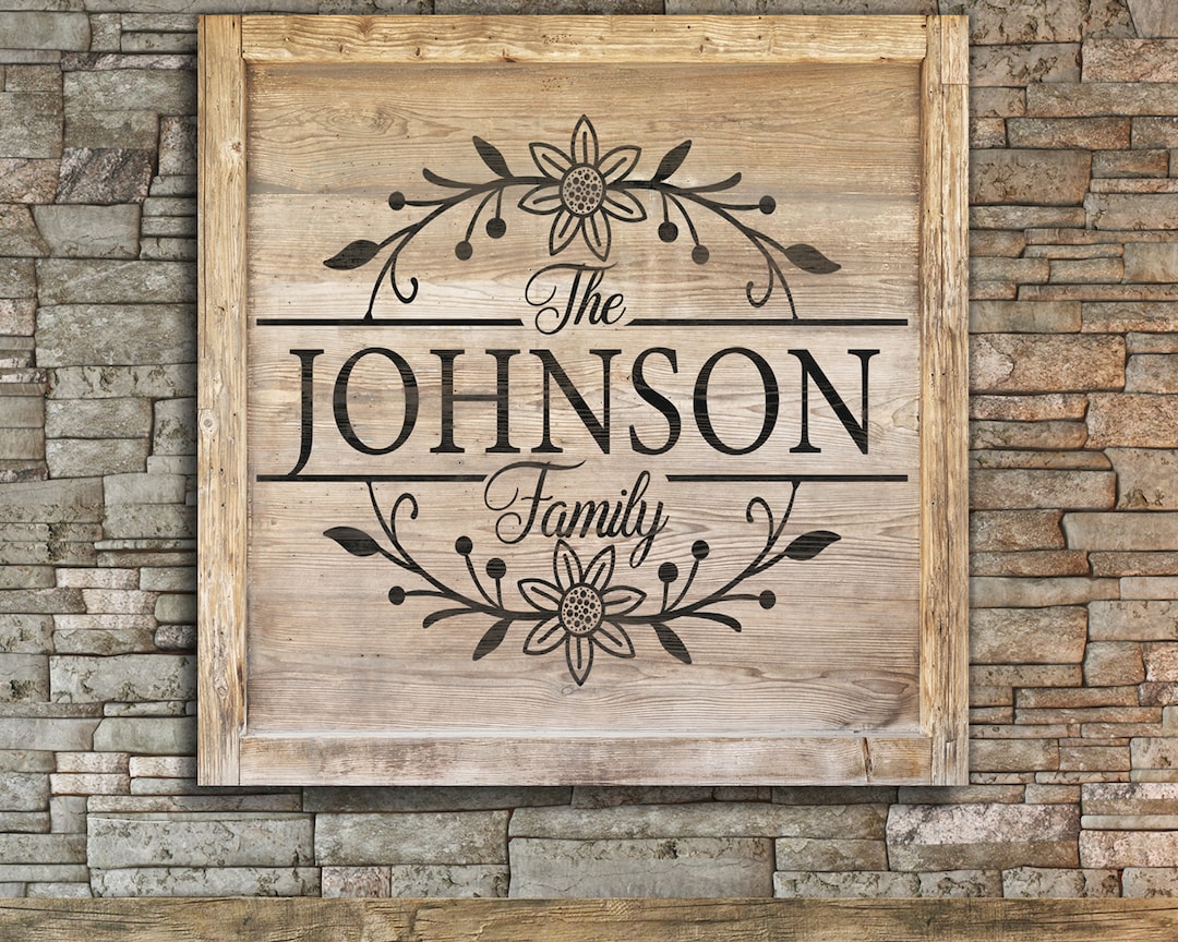 Personalized Family Name Monogram Sign Modern Farmhouse Rustic Wall ...