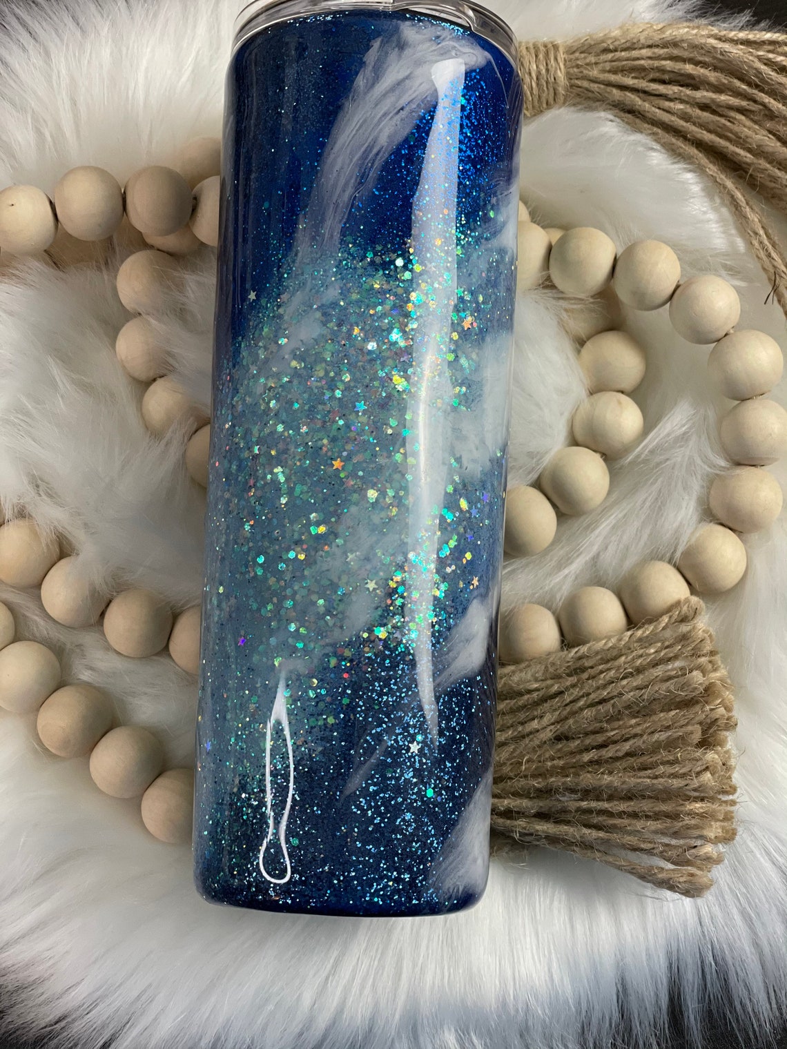 Blue Swirl Glitter Tumbler Blue Milkyway Tumbler Glitter Etsy