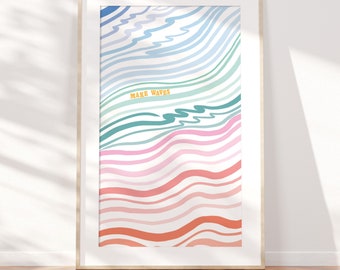 Make Waves Print | Nursery Art | Kids Wall Art | Colourful & Minimal