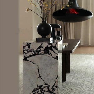 Calacatta Viola Marble End Table, Marble Side Table, Natural Stone Table, Natural Stone Home Decor, End Table, 100% Handmade, Ship by Air