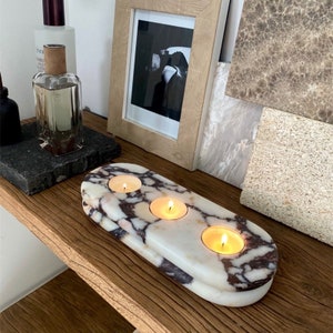 Calacatta Viola Marble Candle Holder 100% Handmade, Tealight Candle Holder, Jewelry Holder, House Warming Gift, Marble Home Decor