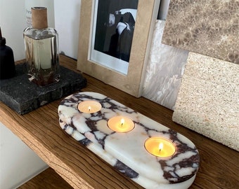 Calacatta Viola Marble Candle Holder 100% Handmade, Tealight Candle Holder, Jewelry Holder, House Warming Gift, Marble Home Decor