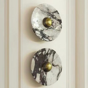 Calacatta Viola Marble Wall Lamp (Single PC), Small Light, Natural Stone Wall Scone, Bathroom Light, Wall Lamp, Vanity Light Fixture