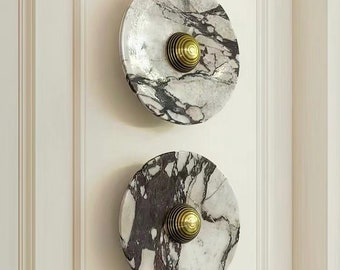 Calacatta Viola Marble Wall Lamp (Single PC), Small Light, Natural Stone Wall Scone, Bathroom Light, Wall Lamp, Vanity Light Fixture