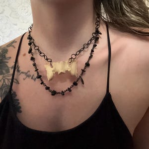 Obsidian Deer Skull Choker Necklace - Made with Real, Ethically Sourced Deer Bone