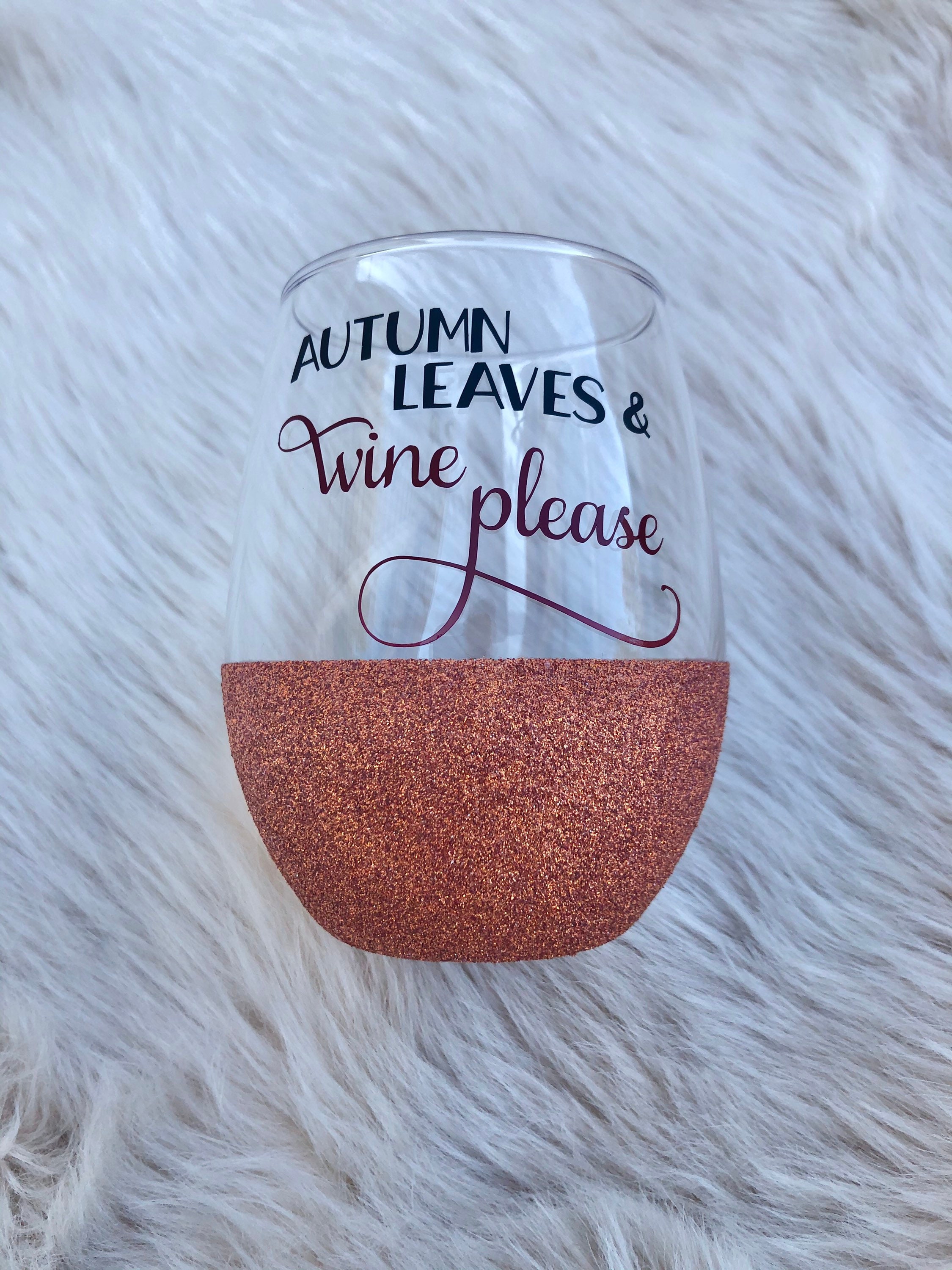 Fall Wine Glass Stemless Wine Glass Autumn Leaves Wine Etsy UK