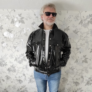 Vinyl trucker jacket deals