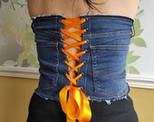 Blue Denim Corset Top. Gift for Jeans Lovers.